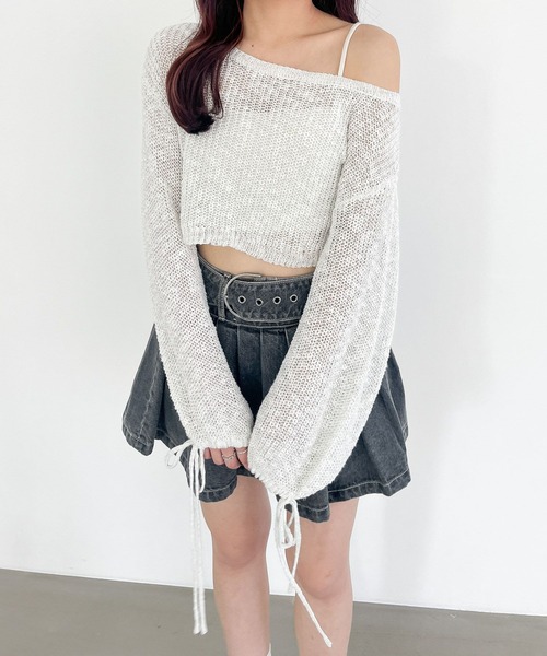 Heather(ヘザー)の「メッシュラメリボンニット 138733(ニット/セーター・レディース・オフホワイト/イエロー/ブルー・FREE)」の6枚目の写真