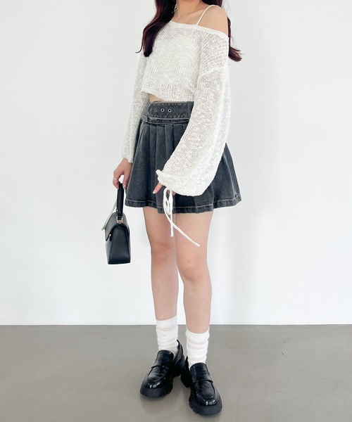 Heather(ヘザー)の「メッシュラメリボンニット 138733(ニット/セーター・レディース・オフホワイト/イエロー/ブルー・FREE)」の4枚目の写真