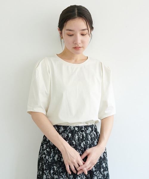 CROSS FUNCTION(クロスファンクション)の「《接触冷感・抗菌防臭》きれいめパフスリーブTシャツ【CF/クロスファンクション】(Tシャツ/カットソー・レディース・オフホワイト/ライトピンク/ライトベージュ・M/L)」の18枚目の写真