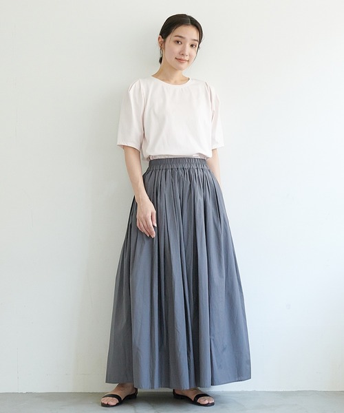 CROSS FUNCTION(クロスファンクション)の「《接触冷感・抗菌防臭》きれいめパフスリーブTシャツ【CF/クロスファンクション】(Tシャツ/カットソー・レディース・オフホワイト/ライトピンク/ライトベージュ・M/L)」の10枚目の写真