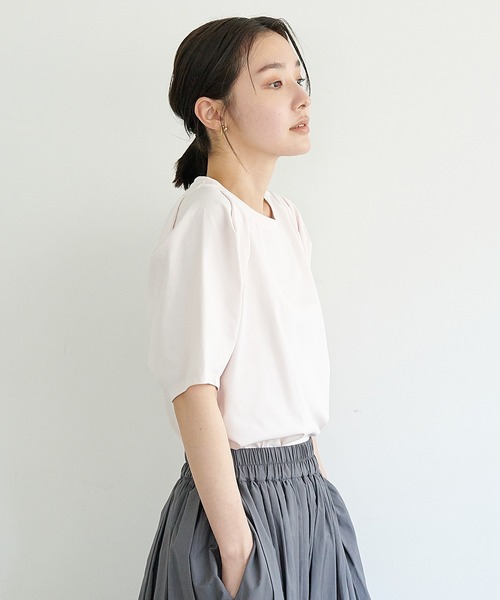 CROSS FUNCTION(クロスファンクション)の「《接触冷感・抗菌防臭》きれいめパフスリーブTシャツ【CF/クロスファンクション】(Tシャツ/カットソー・レディース・オフホワイト/ライトピンク/ライトベージュ・M/L)」の12枚目の写真