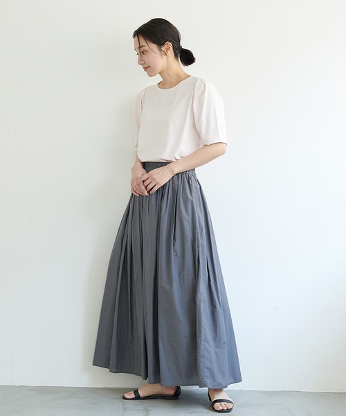 CROSS FUNCTION(クロスファンクション)の「《接触冷感・抗菌防臭》きれいめパフスリーブTシャツ【CF/クロスファンクション】(Tシャツ/カットソー・レディース・オフホワイト/ライトピンク/ライトベージュ・M/L)」の9枚目の写真