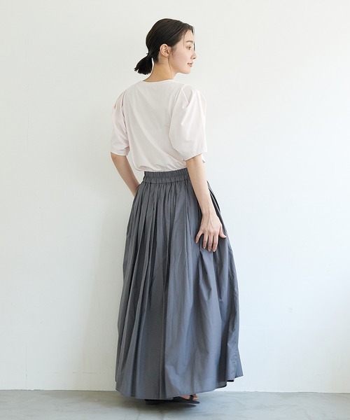 CROSS FUNCTION(クロスファンクション)の「《接触冷感・抗菌防臭》きれいめパフスリーブTシャツ【CF/クロスファンクション】(Tシャツ/カットソー・レディース・オフホワイト/ライトピンク/ライトベージュ・M/L)」の8枚目の写真