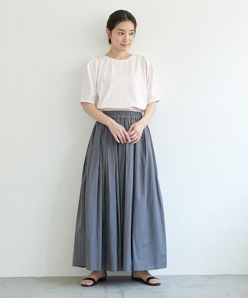 CROSS FUNCTION(クロスファンクション)の「《接触冷感・抗菌防臭》きれいめパフスリーブTシャツ【CF/クロスファンクション】(Tシャツ/カットソー・レディース・オフホワイト/ライトピンク/ライトベージュ・M/L)」の6枚目の写真