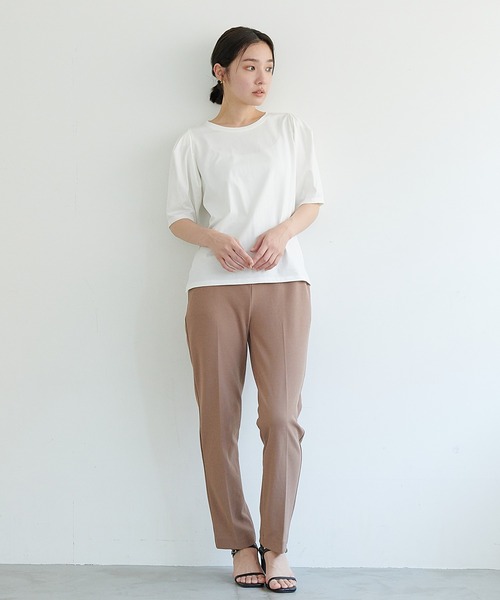 CROSS FUNCTION(クロスファンクション)の「《接触冷感・抗菌防臭》きれいめパフスリーブTシャツ【CF/クロスファンクション】(Tシャツ/カットソー・レディース・オフホワイト/ライトピンク/ライトベージュ・M/L)」の22枚目の写真