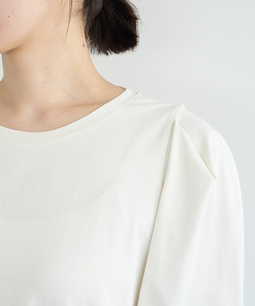 CROSS FUNCTION(クロスファンクション)の「《接触冷感・抗菌防臭》きれいめパフスリーブTシャツ【CF/クロスファンクション】(Tシャツ/カットソー・レディース・オフホワイト/ライトピンク/ライトベージュ・M/L)」の14枚目の写真