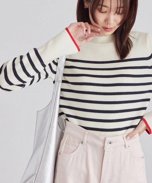 ROPE' PICNIC(ロペピクニック)の「アンチピリング/ハイネックニットプルオーバー(ニット/セーター・レディース・ブルー系その他/ブラック/キナリ/ベージュ系その他・38)」の4枚目の写真