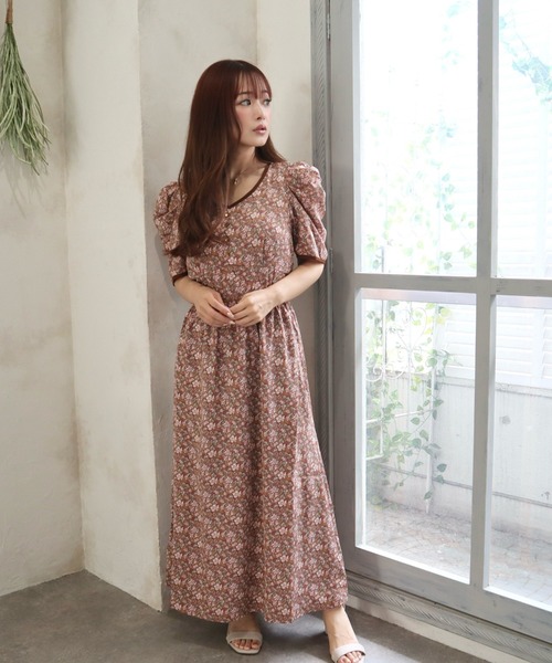 CECIL McBEE(セシルマクビー)の「小花柄ワンピース(ワンピース・レディース・モカ/ミント・MEDIUM)」の3枚目の写真