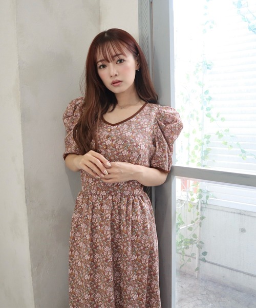 CECIL McBEE(セシルマクビー)の「小花柄ワンピース(ワンピース・レディース・モカ/ミント・MEDIUM)」の4枚目の写真
