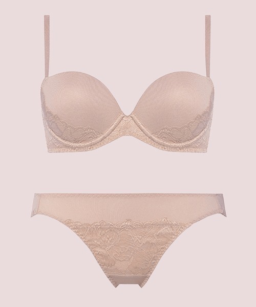 AMOSTYLE BY Triumph(アモスタイルバイトリンプ)の「Daily AMOSTYLE スムースブラ (コンフィーレース)【Eカップ】 AMST518 WHU + Mini JX(ブラ&ショーツ・レディース・ブラック/パープル/ベージュ/グリーン/ブラウン/ライトブルー・E65/E70/E75)」の3枚目の写真