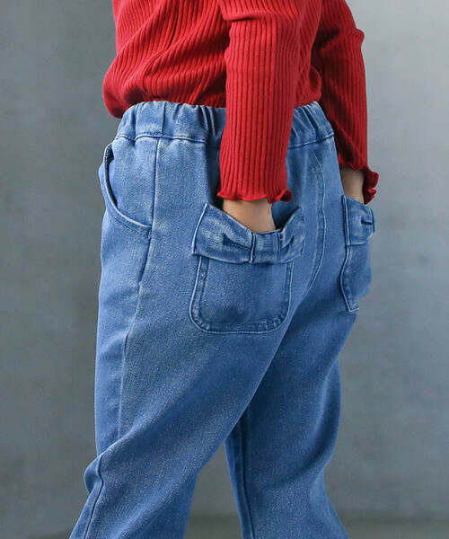 SLAP SLIP（スラップスリップ）の「【ラクのび】おしりリボンストレッチツイルデニムパンツ(80~140cm)（デニムパンツ・キッズ・ブルー/ピンク/ベージュ・110cm/130cm/90cm/100cm/140cm/120cm/80ｃｍ）」の13枚目の写真