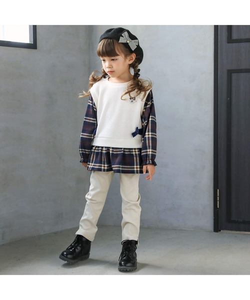 SLAP SLIP（スラップスリップ）の「【ラクのび】おしりリボンストレッチツイルデニムパンツ(80~140cm)（デニムパンツ・キッズ・ブルー/ピンク/ベージュ・110cm/130cm/90cm/100cm/140cm/120cm/80ｃｍ）」の4枚目の写真