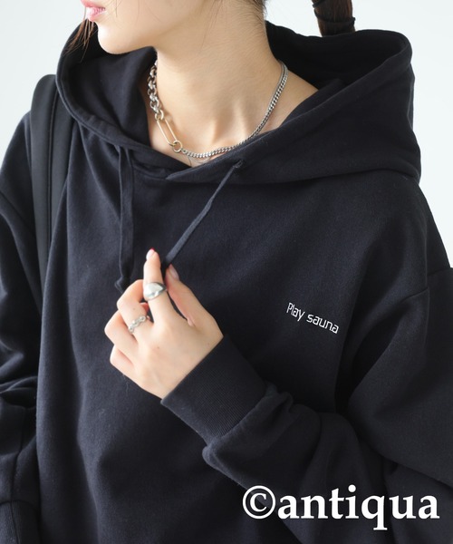 antiqua(アンティカ)の「裏毛ロゴパーカー(パーカー・レディース・ブラック/ホワイト・P/R)」の15枚目の写真
