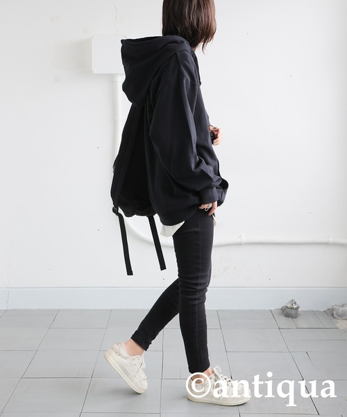antiqua(アンティカ)の「裏毛ロゴパーカー(パーカー・レディース・ブラック/ホワイト・P/R)」の17枚目の写真