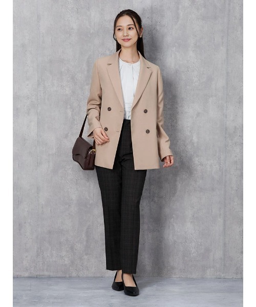 Perfect Suit FActory（パーフェクトスーツファクトリー）の「グレンチェックスーツ　テーパードパンツ　ネイビー/ブラウン【マシンウォッシャブル】【ストレッチ】（スーツパンツ・レディース・ブラウン/ネイビー・9号/7号）」の8枚目の写真