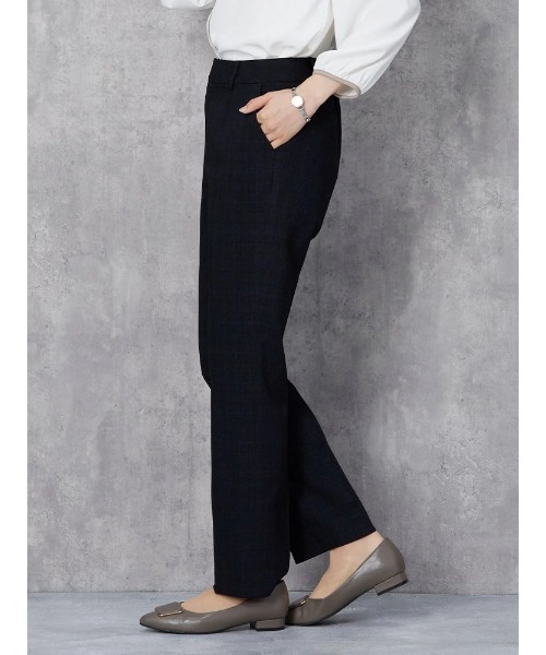 Perfect Suit FActory（パーフェクトスーツファクトリー）の「グレンチェックスーツ　テーパードパンツ　ネイビー/ブラウン【マシンウォッシャブル】【ストレッチ】（スーツパンツ・レディース・ブラウン/ネイビー・9号/7号）」の12枚目の写真