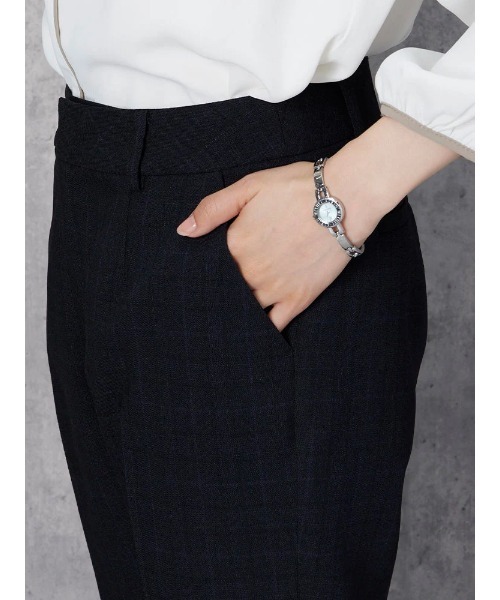 Perfect Suit FActory（パーフェクトスーツファクトリー）の「グレンチェックスーツ　テーパードパンツ　ネイビー/ブラウン【マシンウォッシャブル】【ストレッチ】（スーツパンツ・レディース・ブラウン/ネイビー・9号/7号）」の14枚目の写真