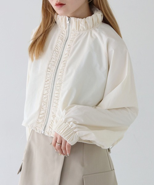 CLEIO（クレイオ）の「【CLEIO】スタンドカラーナイロンブルゾン/STAND COLLAR NYLON BLOUSON/922-12616（ナイロンジャケット・レディース・ベージュ/アイボリー/ブラック・FREE）」の21枚目の写真