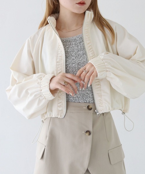 CLEIO（クレイオ）の「【CLEIO】スタンドカラーナイロンブルゾン/STAND COLLAR NYLON BLOUSON/922-12616（ナイロンジャケット・レディース・ベージュ/アイボリー/ブラック・FREE）」の16枚目の写真