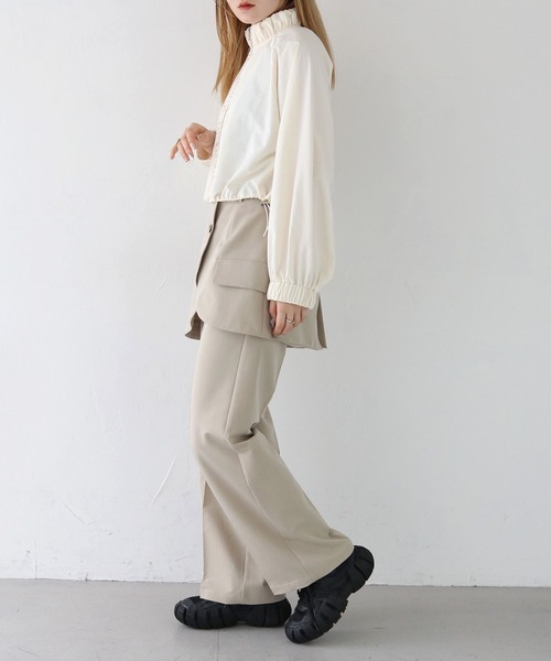 CLEIO（クレイオ）の「【CLEIO】スタンドカラーナイロンブルゾン/STAND COLLAR NYLON BLOUSON/922-12616（ナイロンジャケット・レディース・ベージュ/アイボリー/ブラック・FREE）」の14枚目の写真