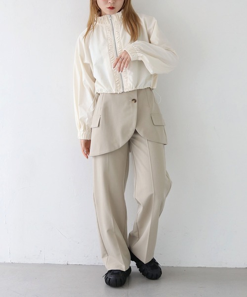 CLEIO（クレイオ）の「【CLEIO】スタンドカラーナイロンブルゾン/STAND COLLAR NYLON BLOUSON/922-12616（ナイロンジャケット・レディース・ベージュ/アイボリー/ブラック・FREE）」の12枚目の写真