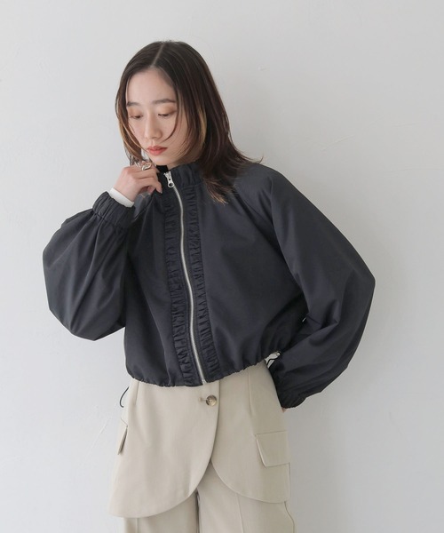 CLEIO(クレイオ)の「【CLEIO】スタンドカラーナイロンブルゾン/STAND COLLAR NYLON BLOUSON/922-12616(ナイロンジャケット・レディース・ベージュ/アイボリー/ブラック・FREE)」の16枚目の写真