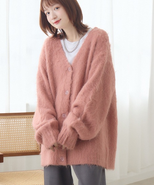 RETRO GIRL(レトロガール)の「【UNISEX】起毛BIGカーデ(ニット/セーター・レディース・ピンク/ブラウン/ダークグレー/ナチュラル/ブルー・FREE)」の20枚目の写真