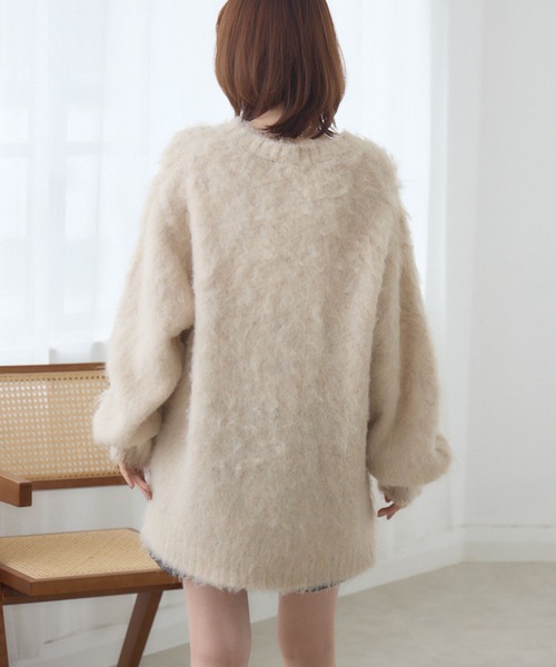 RETRO GIRL(レトロガール)の「【UNISEX】起毛BIGカーデ(ニット/セーター・レディース・ピンク/ブラウン/ダークグレー/ナチュラル/ブルー・FREE)」の11枚目の写真