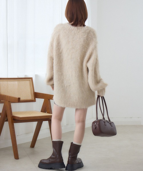 RETRO GIRL(レトロガール)の「【UNISEX】起毛BIGカーデ(ニット/セーター・レディース・ピンク/ブラウン/ダークグレー/ナチュラル/ブルー・FREE)」の16枚目の写真