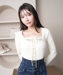LIPSERVICE | リボンレースレイヤードトップス(Tシャツ/カットソー)
