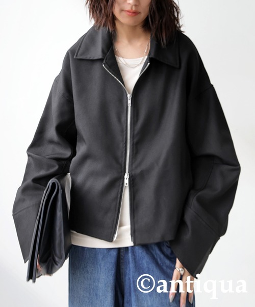 antiqua(アンティカ)の「ジップジャケット(ブルゾン・レディース・グレー/ブラック/ベージュ系その他・ONESIZE)」の10枚目の写真