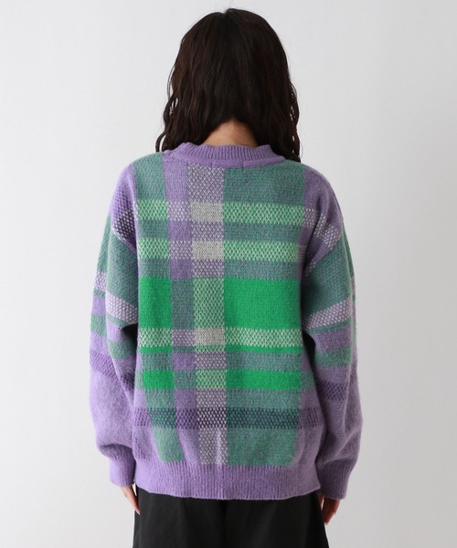 BEVERLY HILLS POLO CLUB（ビバリーヒルズポロクラブ）の「BEVERLY HILLS POLO CLUB/チェックニットクルー（ニット/セーター・レディース・パープル系/グレー系/オレンジ系/ピンク系・FREE）」の12枚目の写真