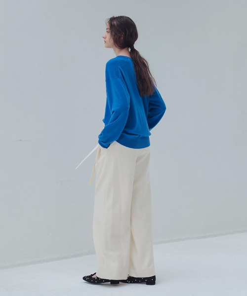 DRESSLAVE（ドレスレイブ）の「W loop one tuck wide pants(ダブルループワンタックワイドパンツ)（デニムパンツ・レディース・ネイビー/ホワイト/ブラウン・36/38）」の9枚目の写真