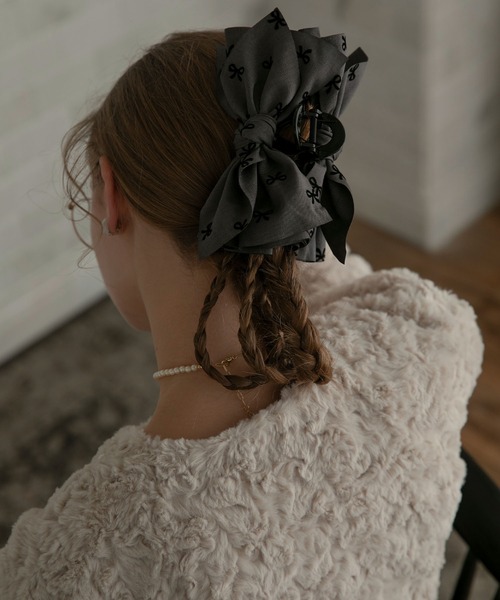 セール】【BONLECILL noir】ビッグリボンヘアクリップ（バレッタ