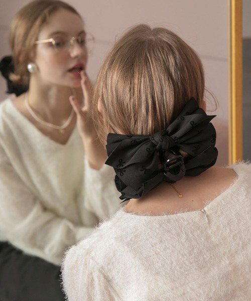 BONLECILL noir】ビッグリボンヘアクリップ（バレッタ/ヘア