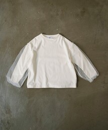 【Ou? by EDWIN / 綿100%】袖チュール長袖Tシャツ
