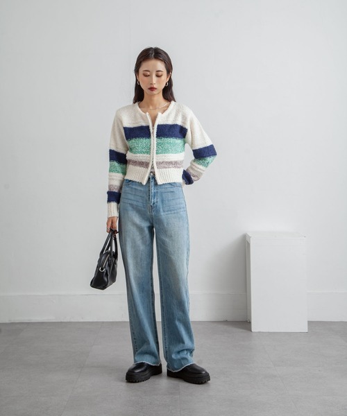 Chillfar(チルファー)の「ボーダーネップジップカーディガン(カーディガン/ボレロ・レディース・グレー/アイボリー/ネイビー・FREE)」の11枚目の写真