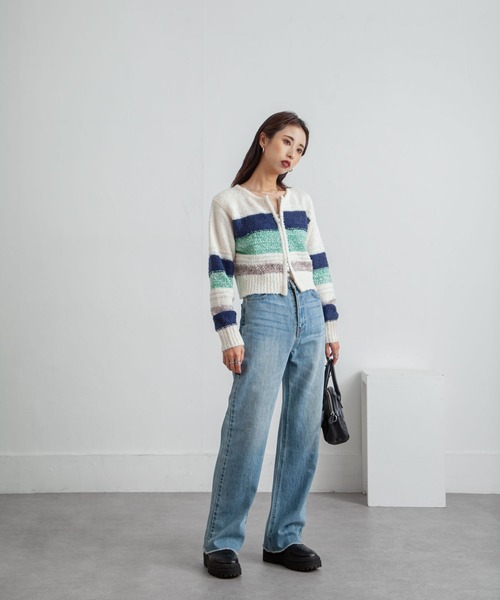 Chillfar(チルファー)の「ボーダーネップジップカーディガン(カーディガン/ボレロ・レディース・グレー/アイボリー/ネイビー・FREE)」の12枚目の写真