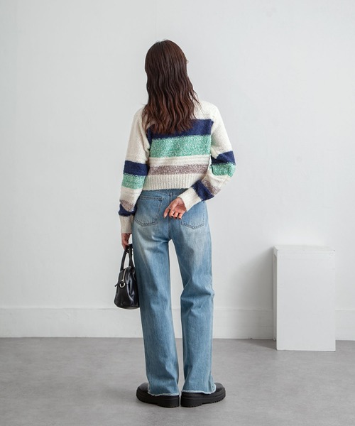 Chillfar(チルファー)の「ボーダーネップジップカーディガン(カーディガン/ボレロ・レディース・グレー/アイボリー/ネイビー・FREE)」の13枚目の写真