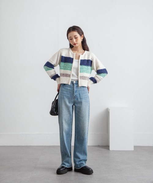 Chillfar(チルファー)の「ボーダーネップジップカーディガン(カーディガン/ボレロ・レディース・グレー/アイボリー/ネイビー・FREE)」の15枚目の写真