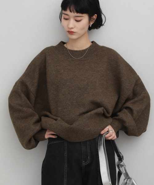 NOGLE（ノグル）の「【NOGLE/ノグル】カラールーズリブニット（ニット/セーター・レディース・カーキ/グレイッシュベージュ/レッド/ピンク/ネイビー/グレー/ブラック/アイボリー/ライトグレー/ブラウン/ブラック系/ブラウン系/オリーブ/ブルー/オートミール・FREE）」の8枚目の写真