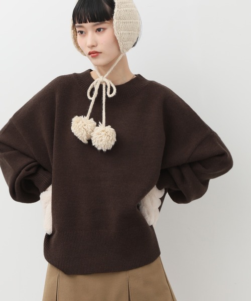 NOGLE（ノグル）の「【NOGLE/ノグル】カラールーズリブニット（ニット/セーター・レディース・カーキ/グレイッシュベージュ/レッド/ピンク/ネイビー/グレー/ブラック/アイボリー/ライトグレー/ブラウン/ブラック系/ブラウン系/オリーブ/ブルー/オートミール・FREE）」の7枚目の写真