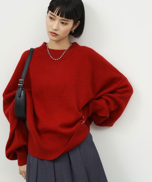 NOGLE（ノグル）の「【NOGLE/ノグル】カラールーズリブニット（ニット/セーター・レディース・カーキ/グレイッシュベージュ/レッド/ピンク/ネイビー/グレー/ブラック/アイボリー/ライトグレー/ブラウン/ブラック系/ブラウン系/オリーブ/ブルー/オートミール・FREE）」の15枚目の写真