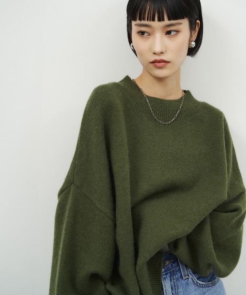 NOGLE（ノグル）の「【NOGLE/ノグル】カラールーズリブニット（ニット/セーター・レディース・カーキ/グレイッシュベージュ/レッド/ピンク/ネイビー/グレー/ブラック/アイボリー/ライトグレー/ブラウン/ブラック系/ブラウン系/オリーブ/ブルー/オートミール・FREE）」の11枚目の写真