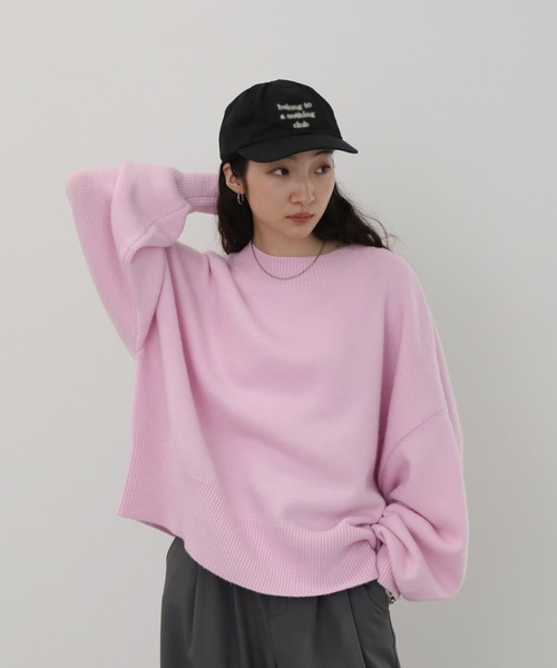 NOGLE（ノグル）の「【NOGLE/ノグル】カラールーズリブニット（ニット/セーター・レディース・カーキ/グレイッシュベージュ/レッド/ピンク/ネイビー/グレー/ブラック/アイボリー/ライトグレー/ブラウン/ブラック系/ブラウン系/オリーブ/ブルー/オートミール・FREE）」の14枚目の写真