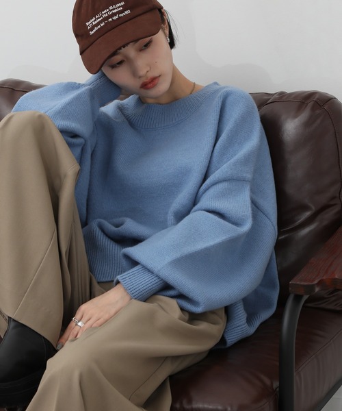 NOGLE（ノグル）の「【NOGLE/ノグル】カラールーズリブニット（ニット/セーター・レディース・カーキ/グレイッシュベージュ/レッド/ピンク/ネイビー/グレー/ブラック/アイボリー/ライトグレー/ブラウン/ブラック系/ブラウン系/オリーブ/ブルー/オートミール・FREE）」の13枚目の写真