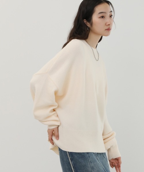 NOGLE（ノグル）の「【NOGLE/ノグル】カラールーズリブニット（ニット/セーター・レディース・カーキ/グレイッシュベージュ/レッド/ピンク/ネイビー/グレー/ブラック/アイボリー/ライトグレー/ブラウン/ブラック系/ブラウン系/オリーブ/ブルー/オートミール・FREE）」の2枚目の写真