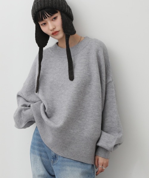 NOGLE（ノグル）の「【NOGLE/ノグル】カラールーズリブニット（ニット/セーター・レディース・カーキ/グレイッシュベージュ/レッド/ピンク/ネイビー/グレー/ブラック/アイボリー/ライトグレー/ブラウン/ブラック系/ブラウン系/オリーブ/ブルー/オートミール・FREE）」の5枚目の写真