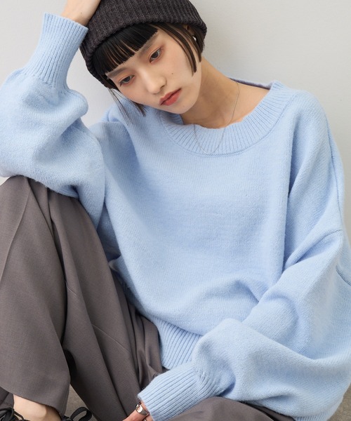 NOGLE(ノグル)の「【NOGLE/ノグル】カラールーズリブニット(ニット/セーター・レディース・カーキ/グレイッシュベージュ/レッド/ピンク/ネイビー/グレー/ブラック/アイボリー/ライトグレー/ブラウン/ブラック系/ブラウン系/オリーブ/ブルー/オートミール/ライトピンク/ボルドー/イエロー/ライトブルー・FREE)」の12枚目の写真