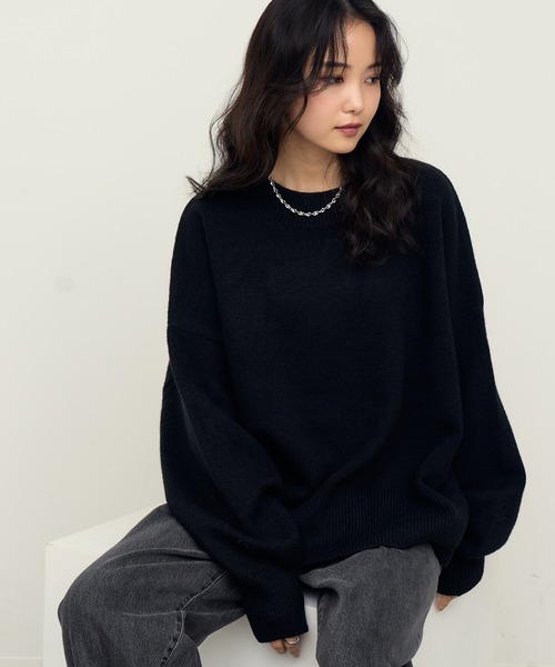 NOGLE（ノグル）の「【NOGLE/ノグル】カラールーズリブニット（ニット/セーター・レディース・カーキ/グレイッシュベージュ/レッド/ピンク/ネイビー/グレー/ブラック/アイボリー/ライトグレー/ブラウン/ブラック系/ブラウン系/オリーブ/ブルー/オートミール・FREE）」の3枚目の写真